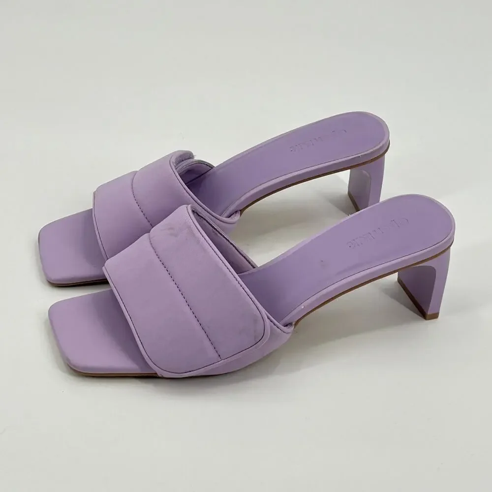 NWOT Open Edit Cava Slide Sandals 7.5 Purple Puffy Women Slip On 90s Square Toe